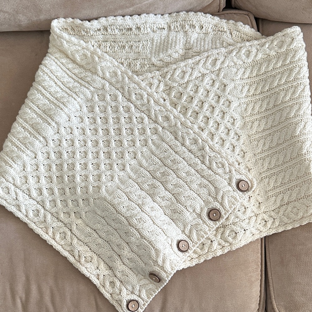 Cozy Cable Knit Button-Front Women’s Sweater Wrap - Cream